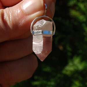 Record Keeper Pink Lithium Lemurian Crystal Pendant