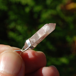 Pink Lithium Lemurian Quartz Crystal Pendant