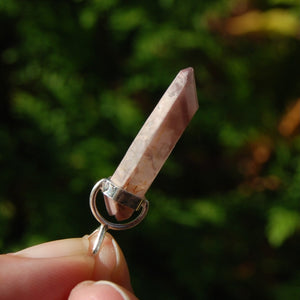 Pink Lithium Lemurian Quartz Crystal Pendant