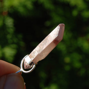 Pink Lithium Lemurian Quartz Crystal Pendant