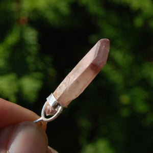 Pink Lithium Lemurian Quartz Crystal Pendant