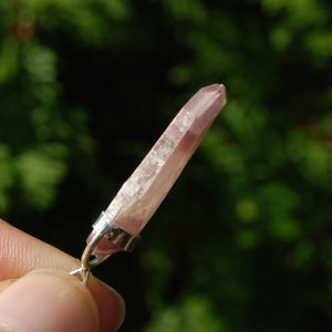 Pink Lithium Lemurian Quartz Crystal Pendant