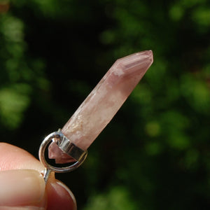 Pink Lithium Lemurian Quartz Crystal Pendant