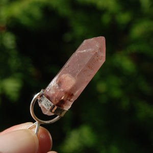 Pink Lithium Lemurian Quartz Crystal Pendant