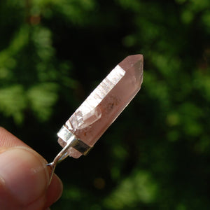 Pink Lithium Lemurian Quartz Crystal Pendant