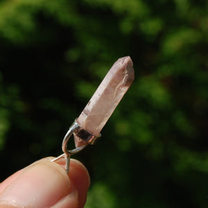 Pink Lithium Lemurian Quartz Crystal Pendant