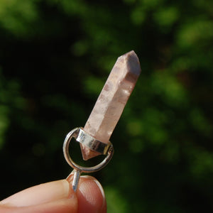 Pink Lithium Lemurian Quartz Crystal Pendant