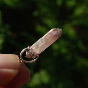 Pink Lithium Lemurian Quartz Crystal Pendant