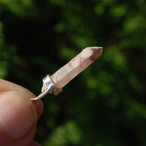 Pink Lithium Lemurian Quartz Crystal Pendant