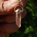 Pink Lithium Lemurian Quartz Crystal Pendant