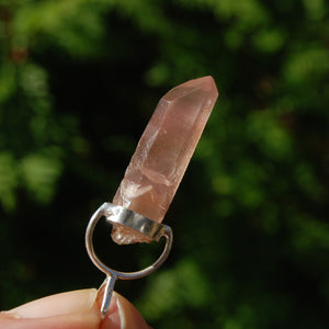 Pink Lithium Lemurian Quartz Crystal Pendant