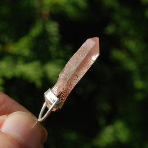 Pink Lithium Lemurian Quartz Crystal Pendant