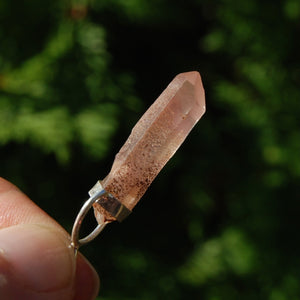 Pink Lithium Lemurian Quartz Crystal Pendant