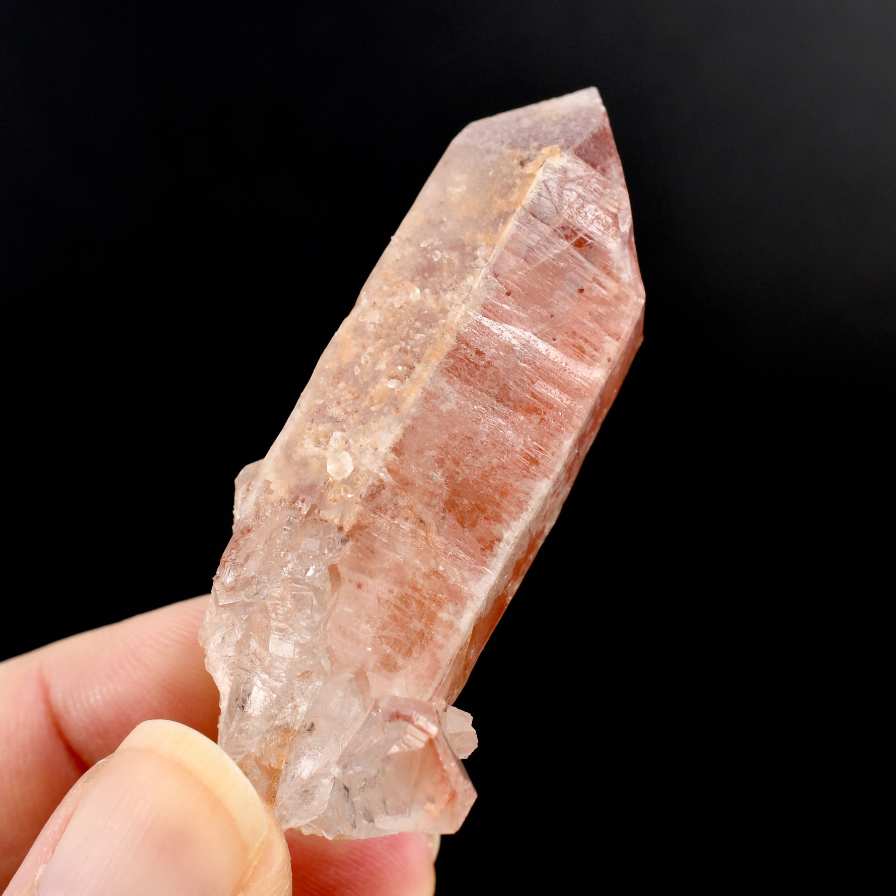 Channeler Pink Lemurian Quartz Crystal from Serra do Cabral Brazil natural raw quartz specimen