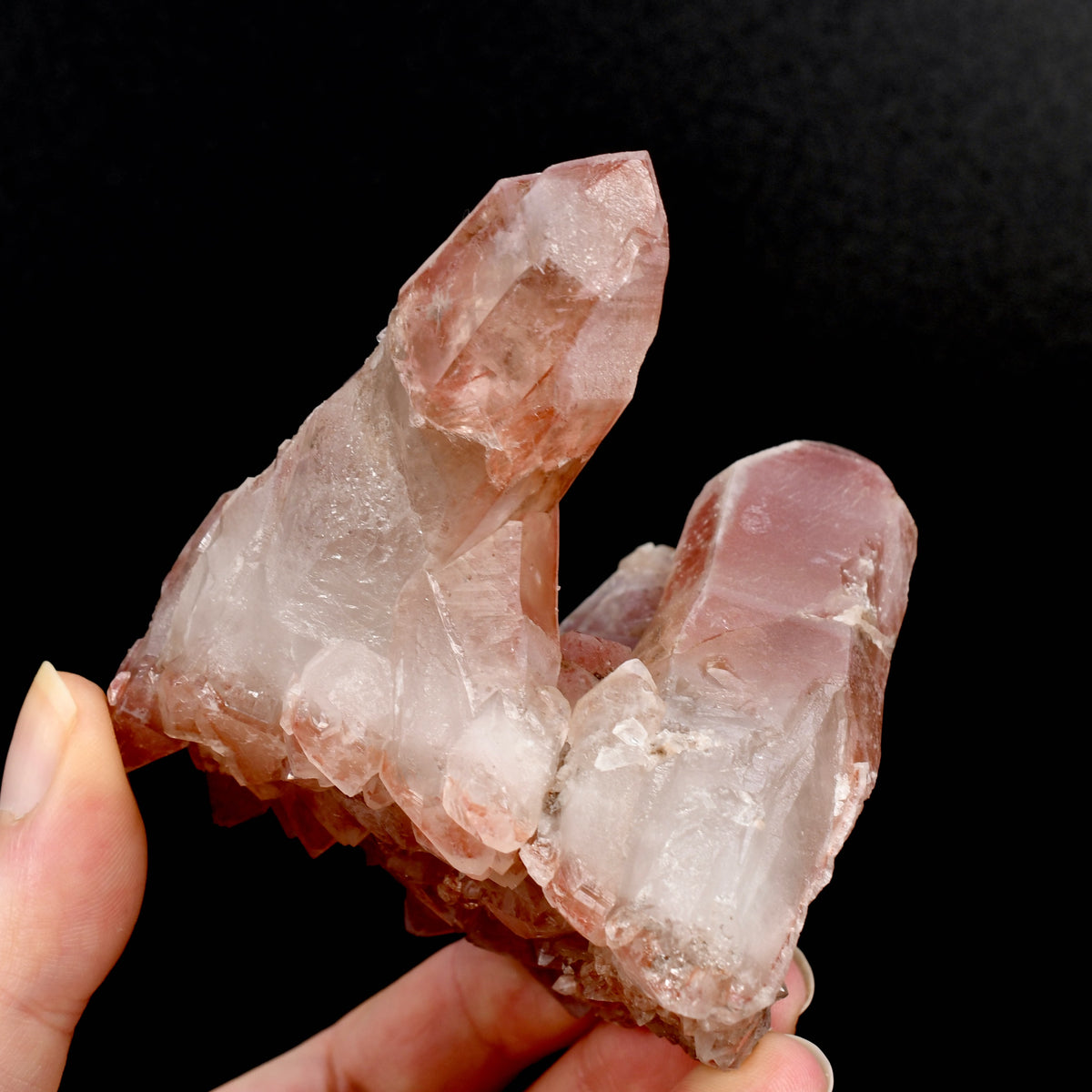 Rare Pink Lemurian Quartz crystal cluster floater Isis Face Serra do Cabral Brazil natural specimen