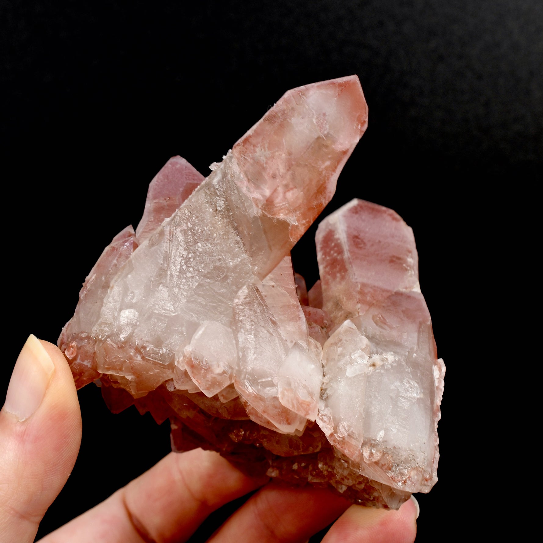 Pink Lemurian Quartz cluster floater Isis Face Brazil natural crystal specimen
