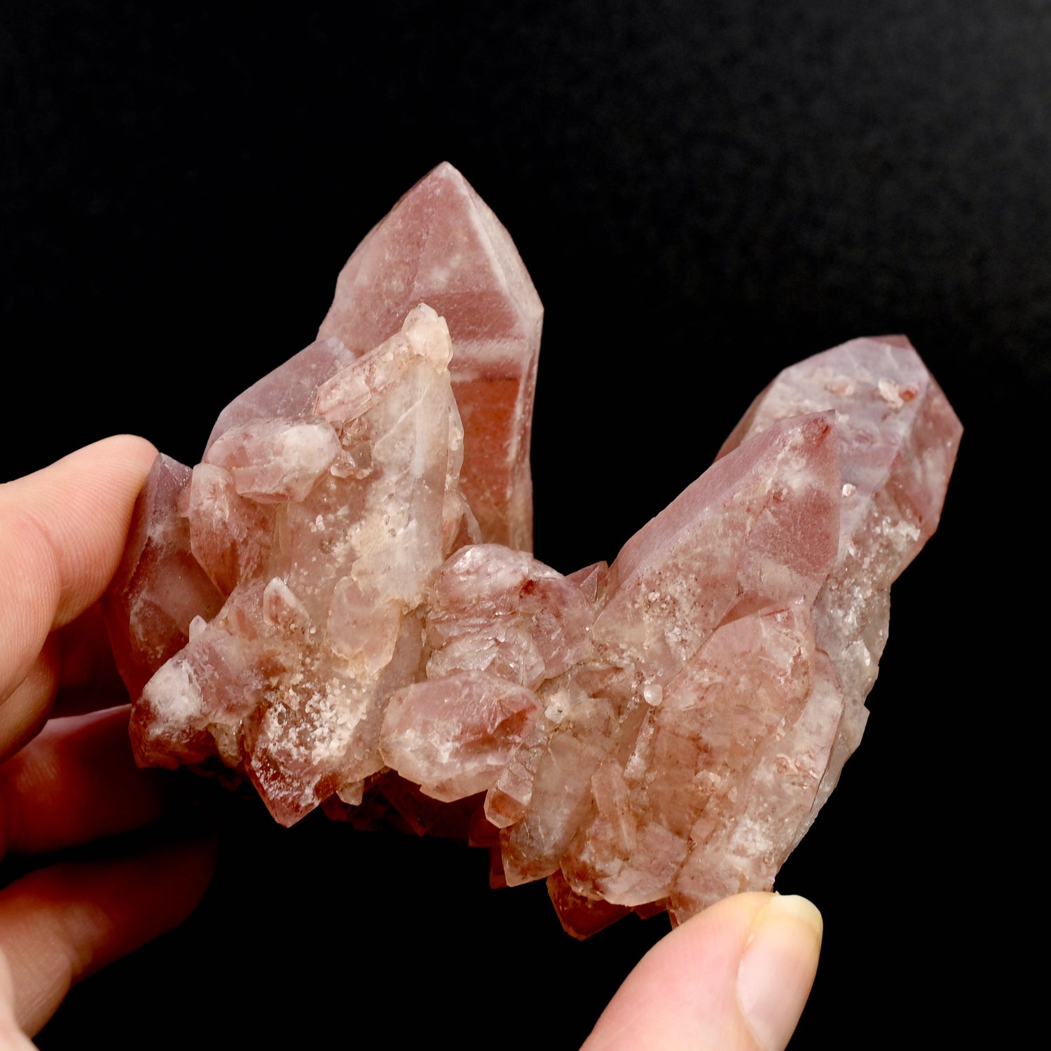 Rare Pink Lemurian Quartz cluster Isis Face formation Serra do Cabral Brazil
