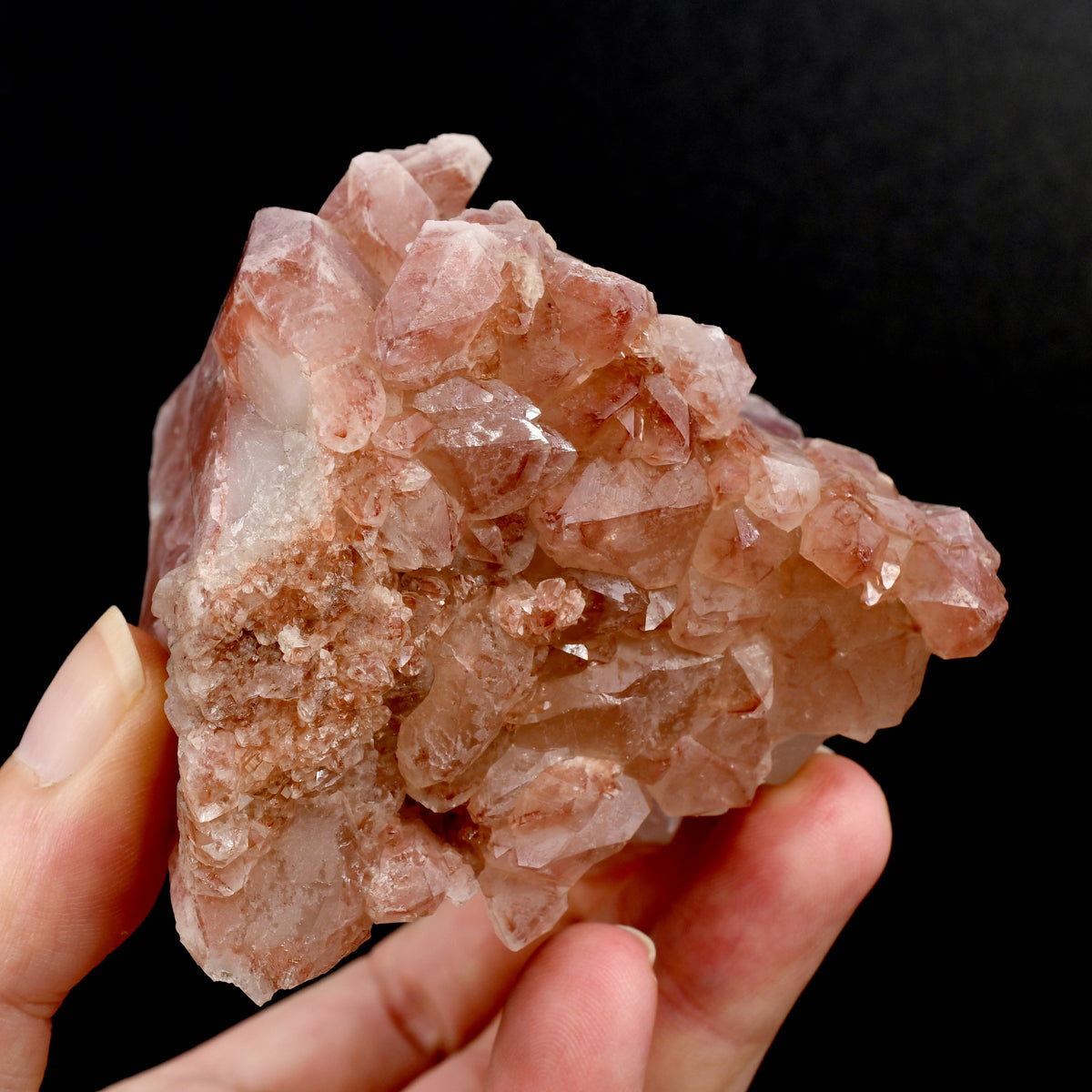 Rare Pink Lemurian Quartz crystal cluster floater Isis Face Serra do Cabral Brazil natural specimen