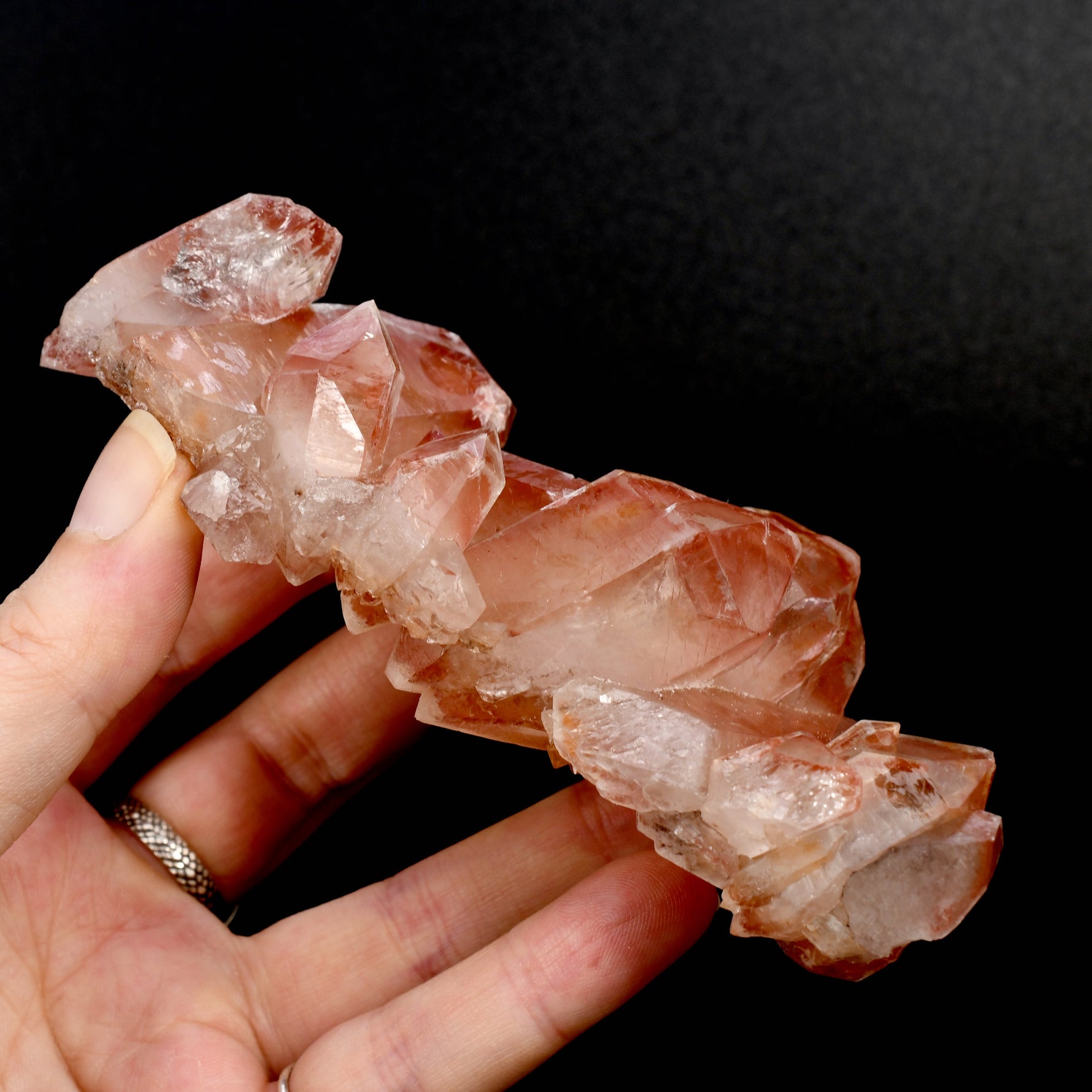 Rare Pink Lemurian Quartz crystal cluster floater Isis Face Serra do Cabral Brazil natural specimen