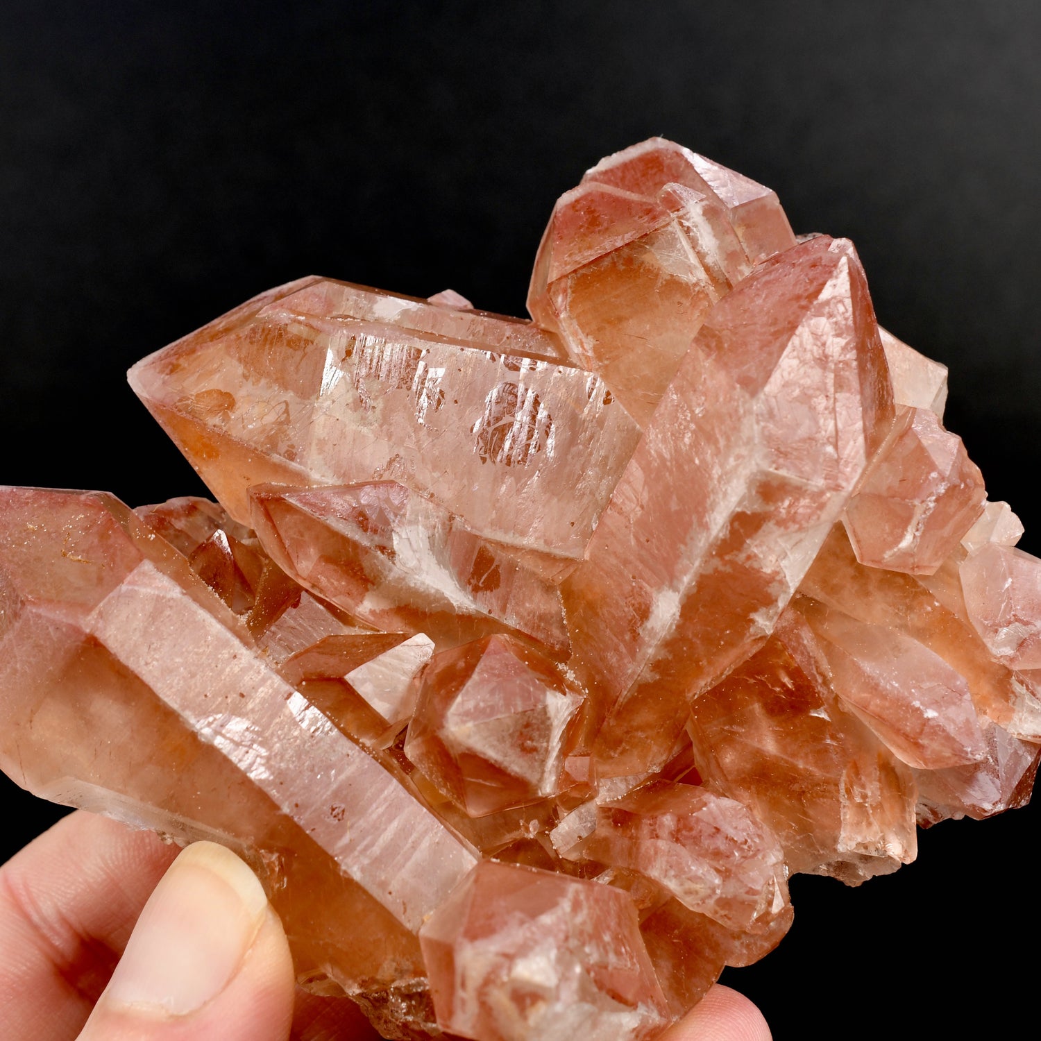 Rare Pink Lemurian Quartz crystal cluster floater Isis Face Serra do Cabral Brazil natural specimen