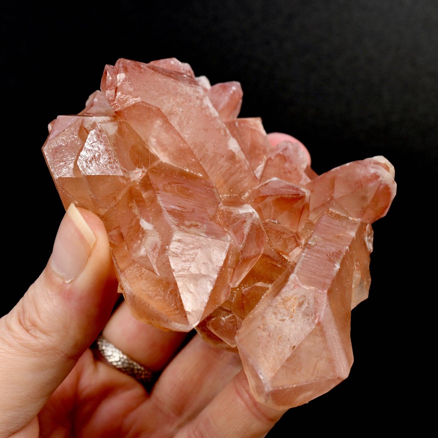 Rare Pink Lemurian Quartz crystal cluster floater Isis Face Serra do Cabral Brazil natural specimen