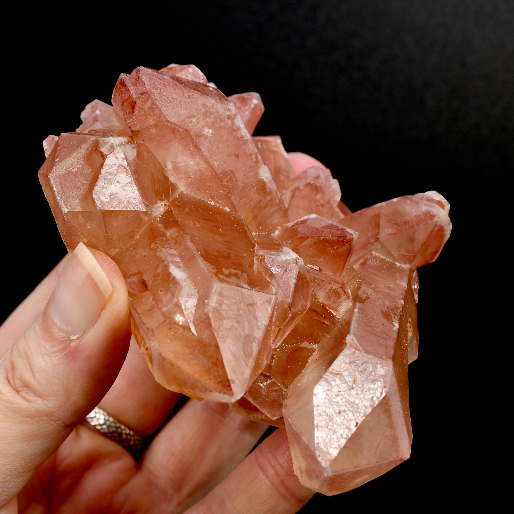 Rare Pink Lemurian Quartz crystal cluster floater Isis Face Serra do Cabral Brazil natural specimen