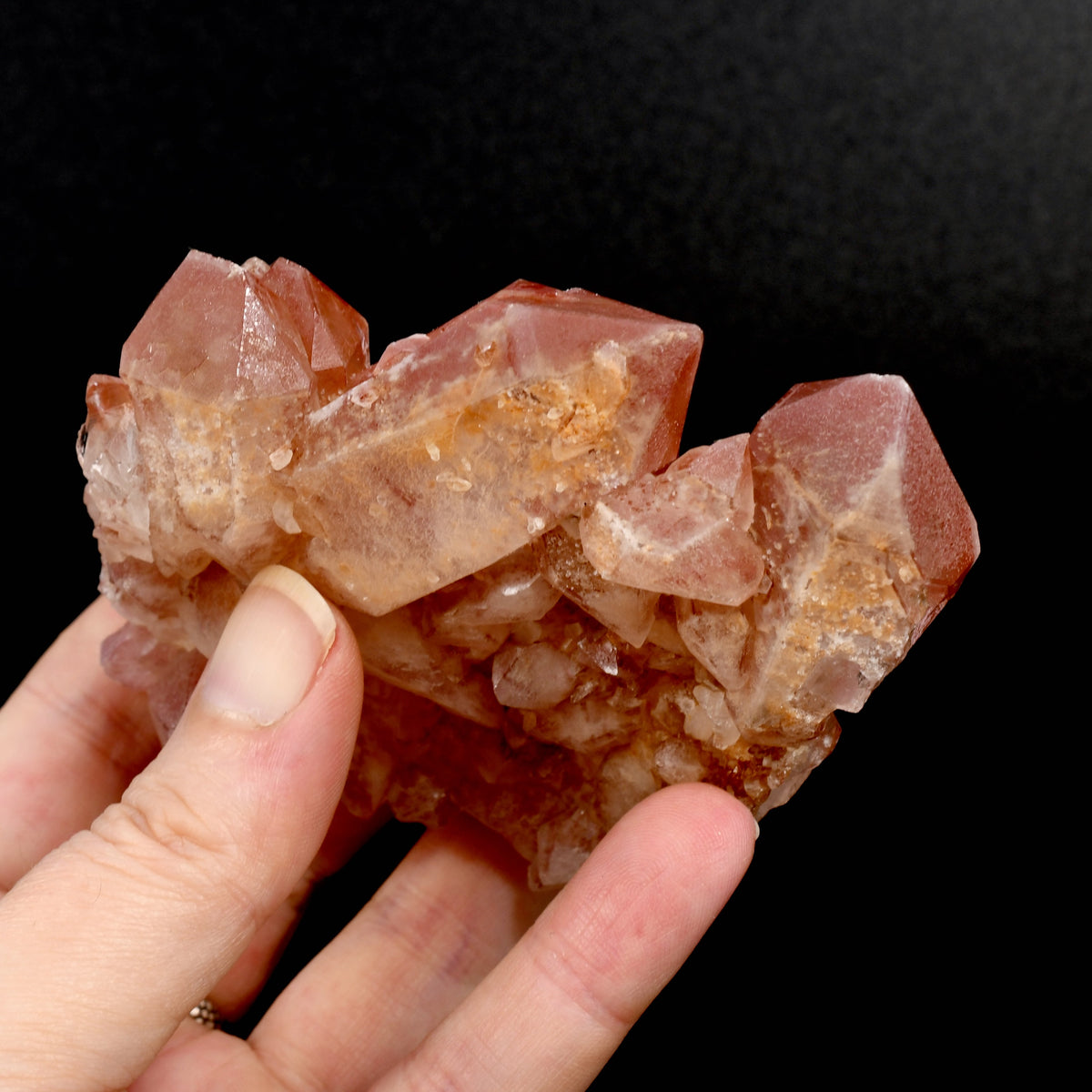 Rare Pink Lemurian Quartz crystal cluster floater Isis Face Serra do Cabral Brazil natural specimen
