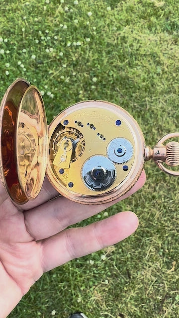Antique Waltham Pocket Watch Solid 14k Gold Hunter's Case WORKING