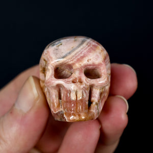 Genuine Rhodochrosite Carved Crystal Skull, Argentina