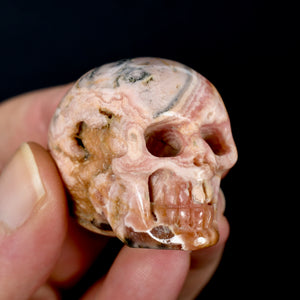 Genuine Rhodochrosite Carved Crystal Skull, Argentina