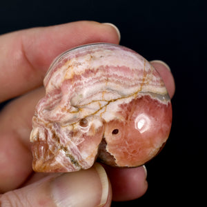 Genuine Rhodochrosite Carved Crystal Skull, Argentina