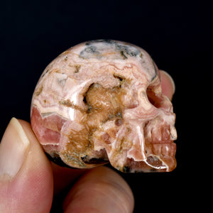 Genuine Rhodochrosite Carved Crystal Skull, Argentina