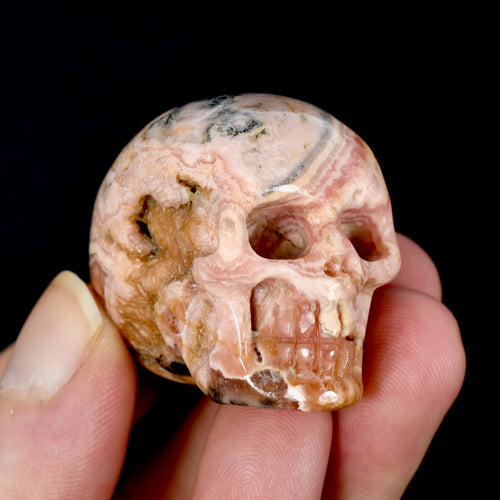 Genuine Rhodochrosite Carved Crystal Skull, Argentina