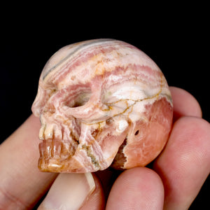 Genuine Rhodochrosite Carved Crystal Skull, Argentina