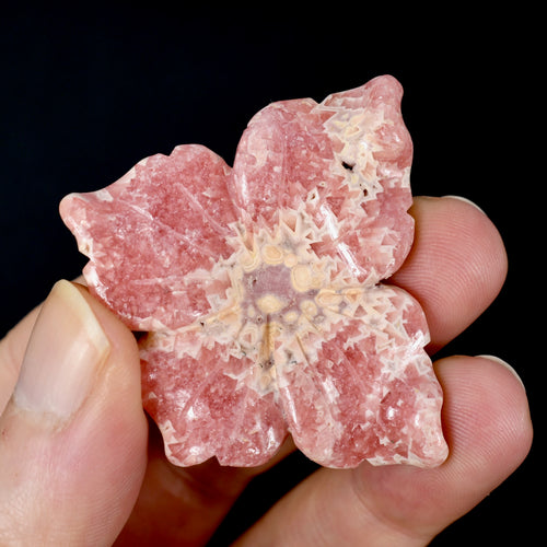 Rhodochrosite Carved Crystal Flower