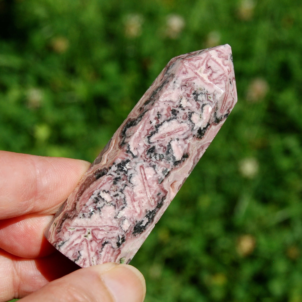 Genuine Rhodochrosite Pyrite Gemstone Tower - 2.7" 64g Manifest Love Luck, Healing Crystals, Argentina 