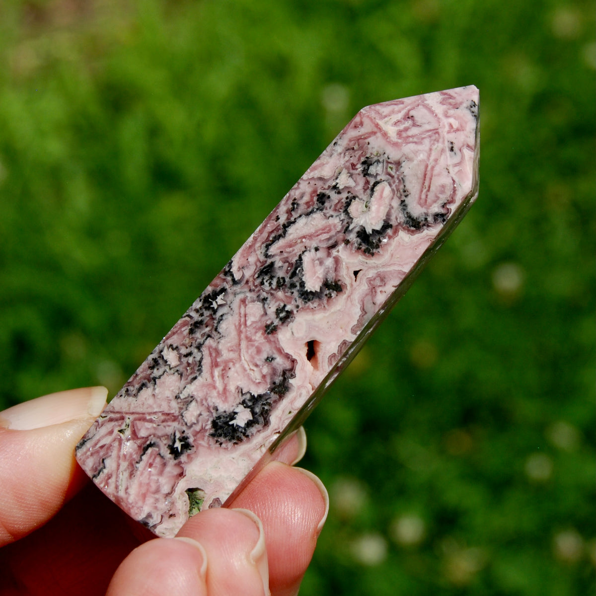 Genuine Rhodochrosite Pyrite Gemstone Tower - 2.7" 64g Manifest Love Luck, Healing Crystals, Argentina 