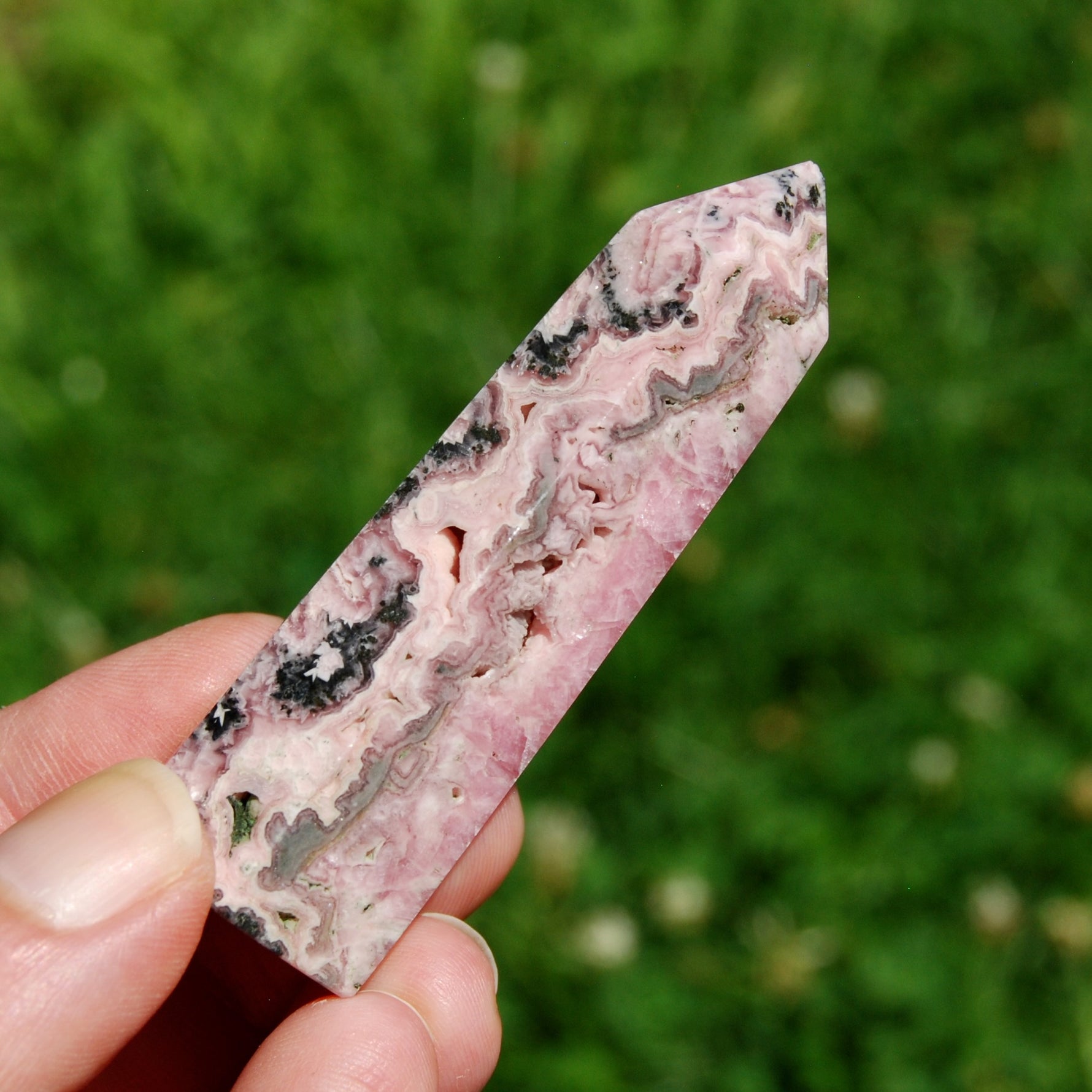 Genuine Rhodochrosite Pyrite Gemstone Tower - 2.7" 64g Manifest Love Luck, Healing Crystals, Argentina 