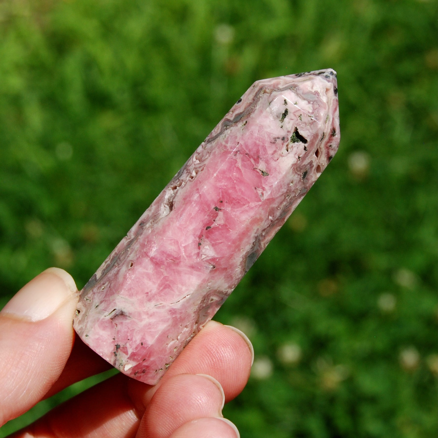 Genuine Rhodochrosite Pyrite Gemstone Tower - 2.7" 64g Manifest Love Luck, Healing Crystals, Argentina 