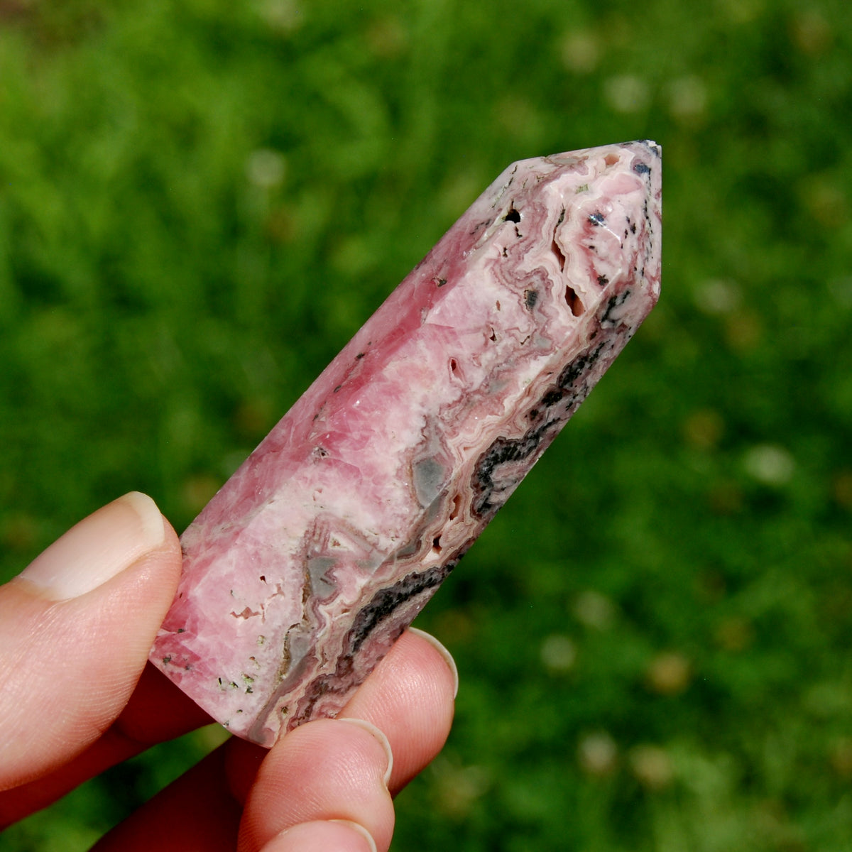 Genuine Rhodochrosite Pyrite Gemstone Tower - 2.7" 64g Manifest Love Luck, Healing Crystals, Argentina 