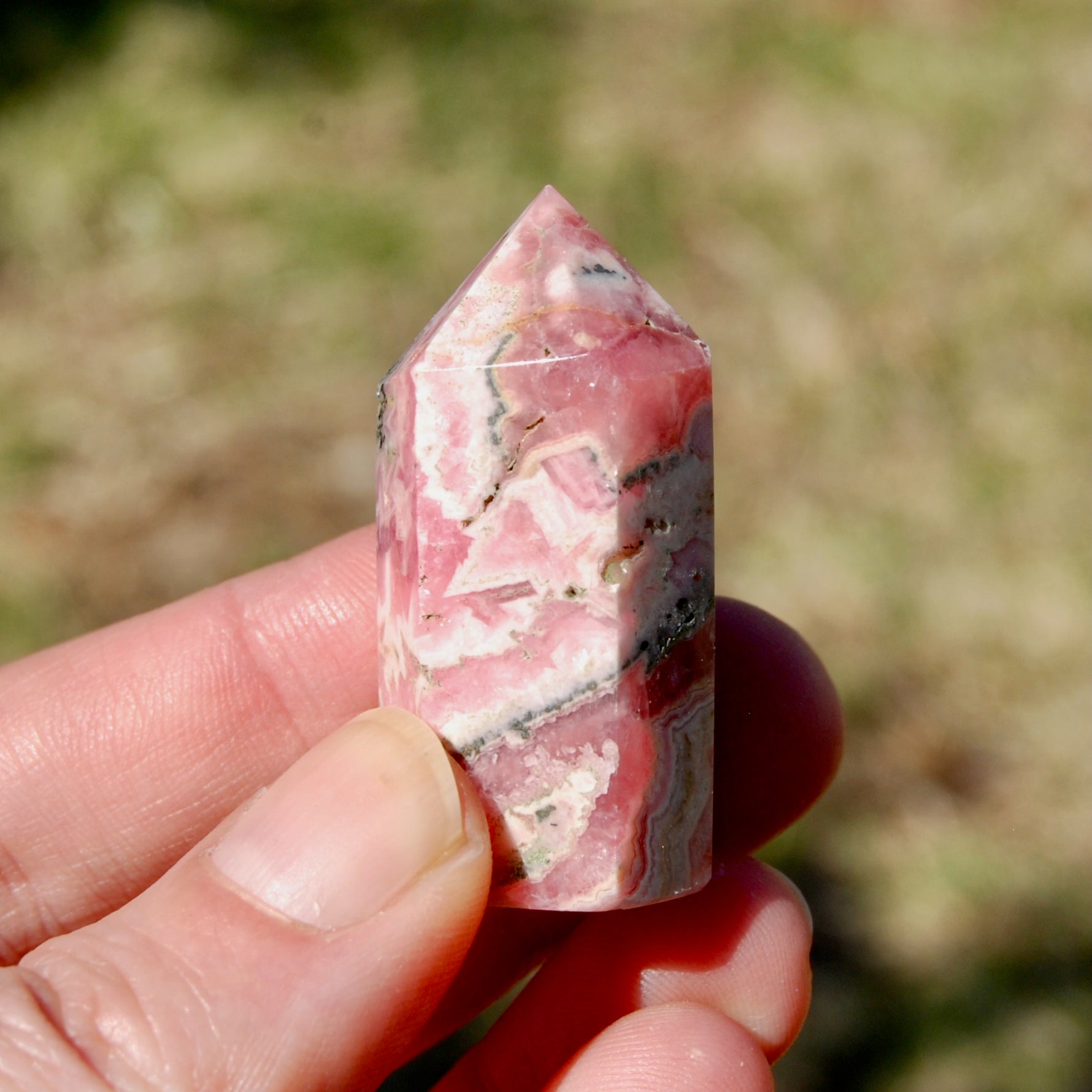 Rhodochrosite Pyrite Gemstone Tower, Healing Crystals Lucky Love Manifestation, Argentina