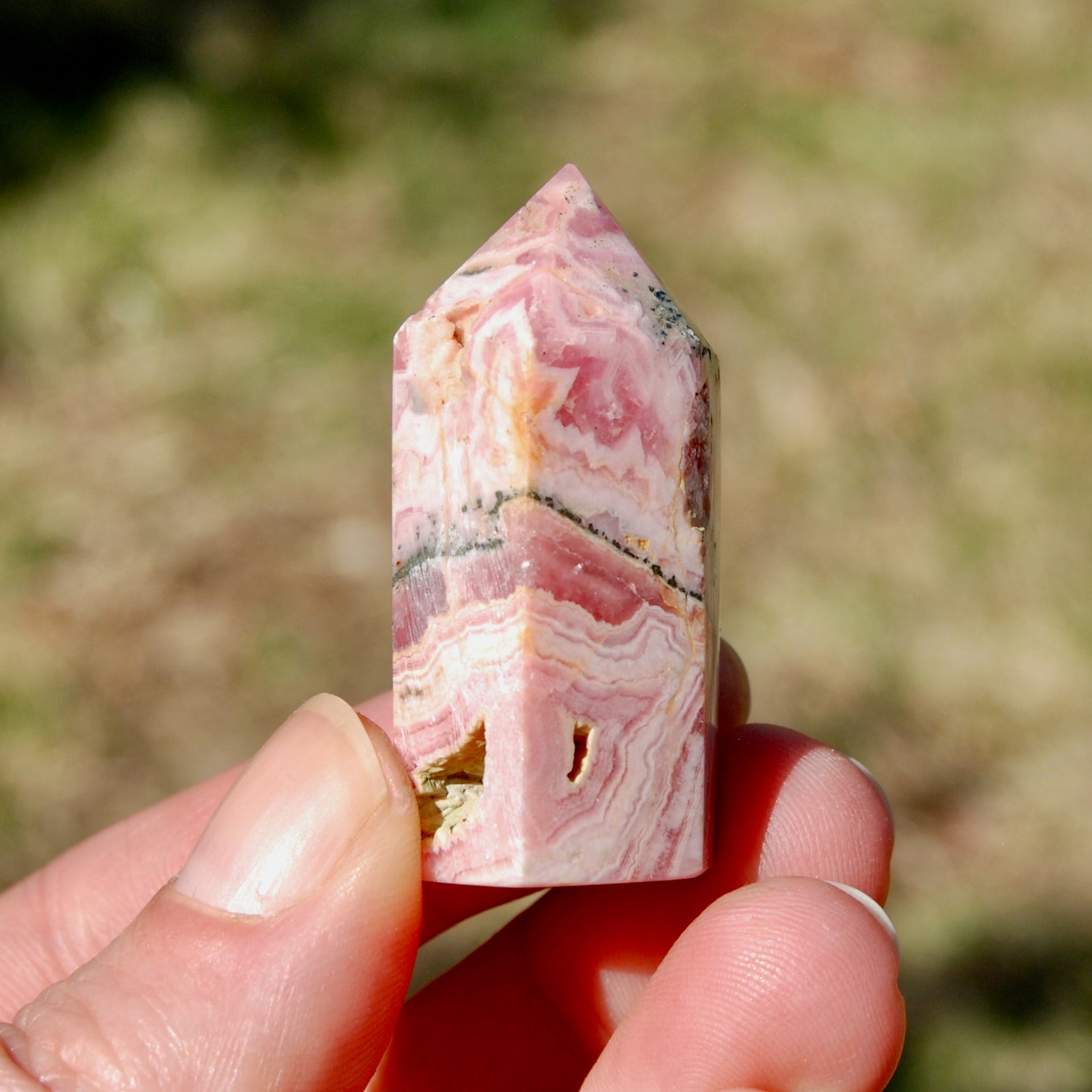 Rhodochrosite Pyrite Gemstone Tower, Healing Crystals Lucky Love Manifestation, Argentina