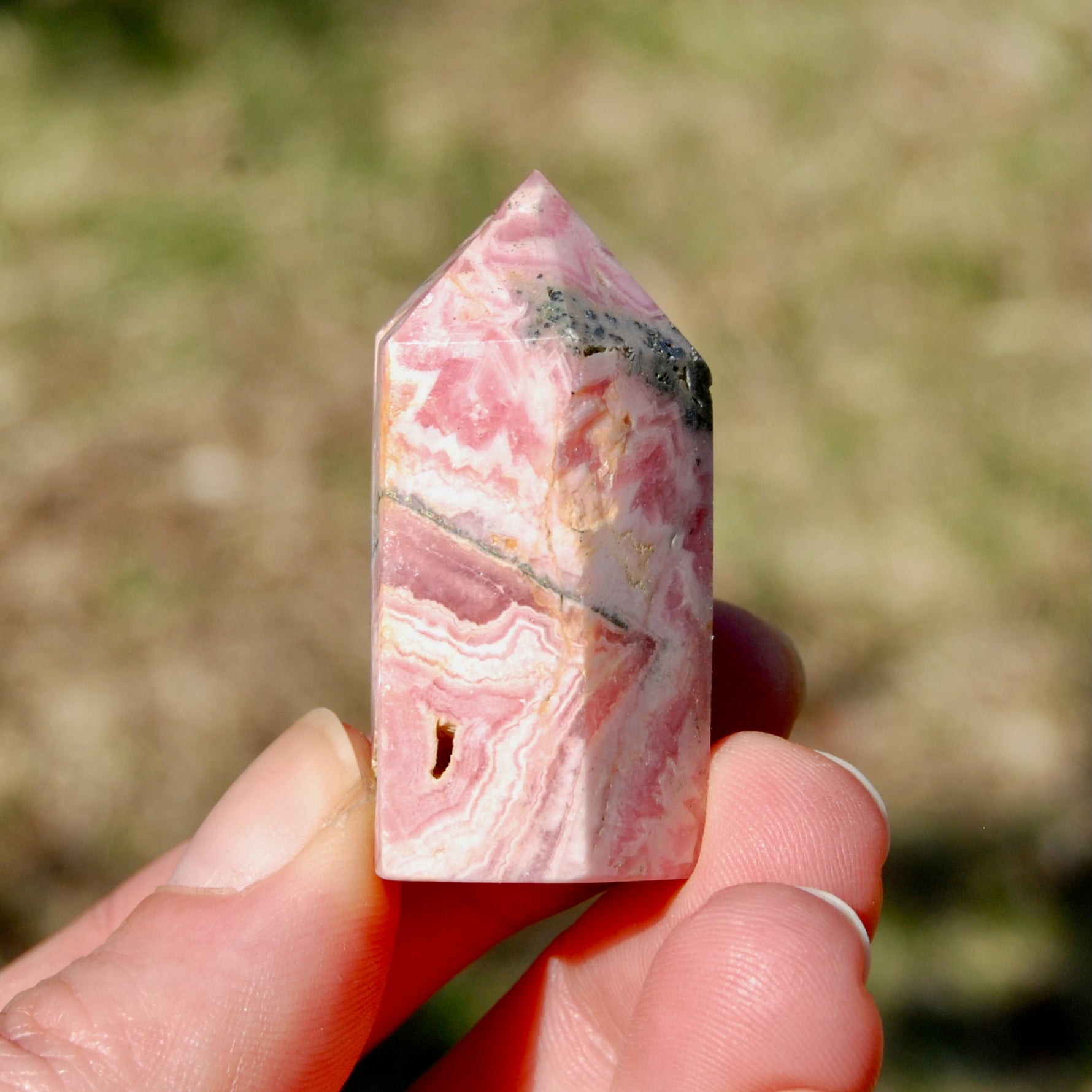 Rhodochrosite Pyrite Gemstone Tower, Healing Crystals Lucky Love Manifestation, Argentina