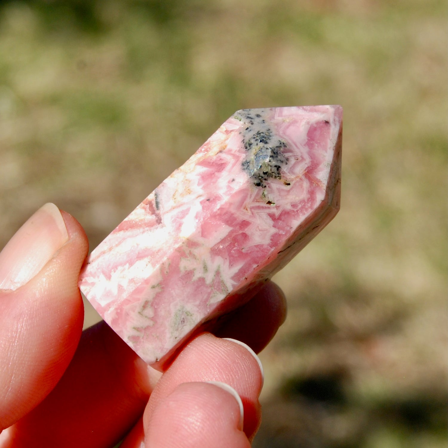 Rhodochrosite Pyrite Gemstone Tower, Healing Crystals Lucky Love Manifestation, Argentina