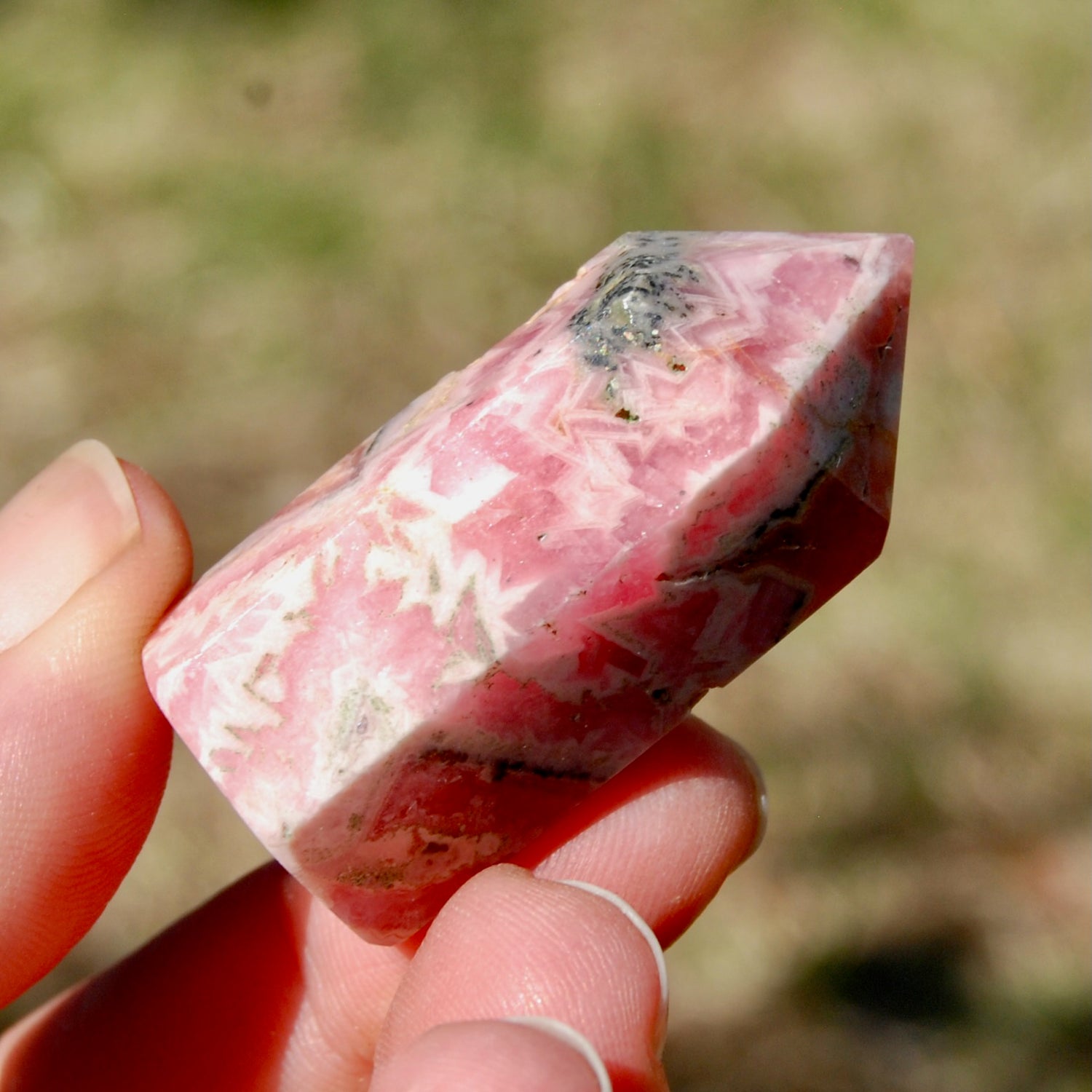 Rhodochrosite Pyrite Gemstone Tower, Healing Crystals Lucky Love Manifestation, Argentina