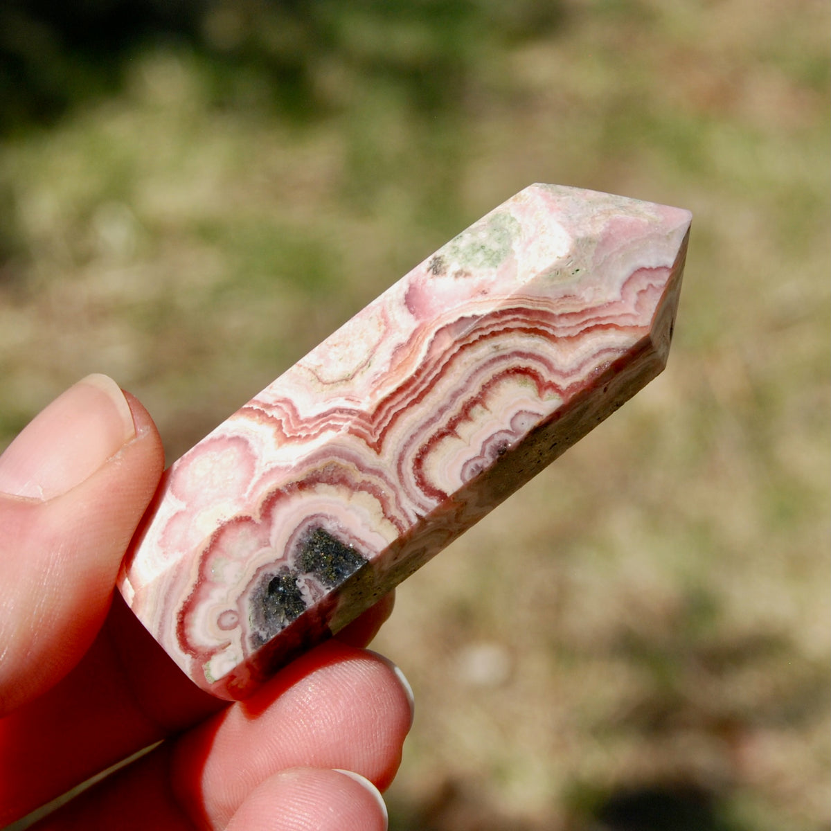 Rhodochrosite Pyrite Gemstone Tower, Manifest Love Luck, Healing Crystals, Argentina