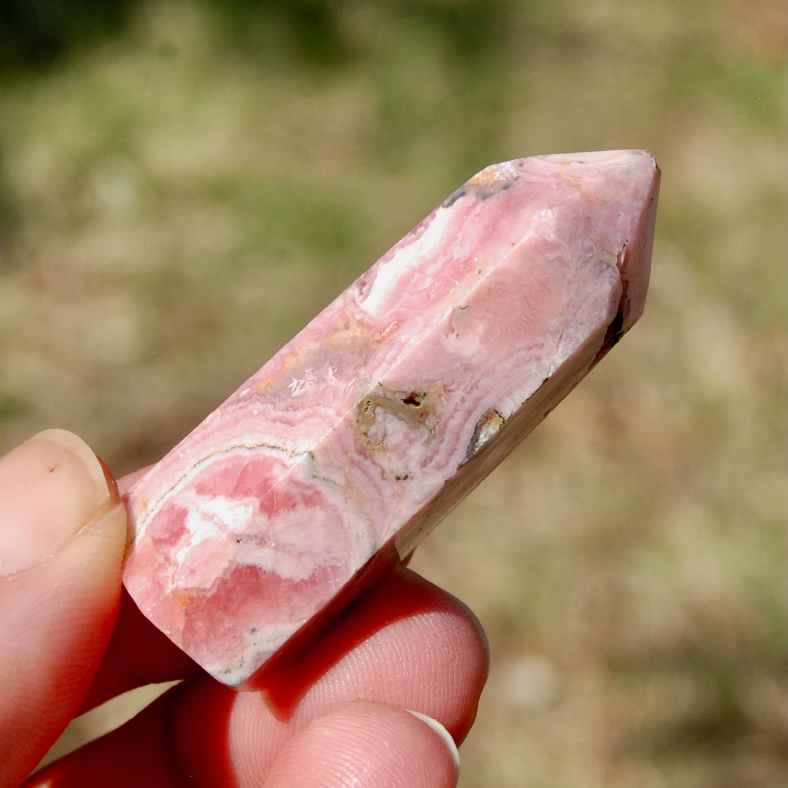 Rhodochrosite Gemstone Tower, Healing Crystals, Manifest Love, Argentina