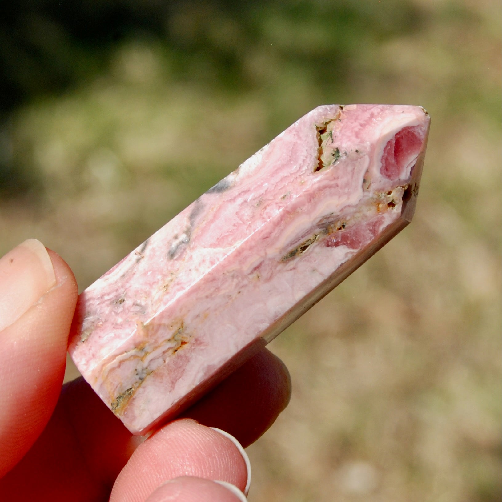 Rhodochrosite Gemstone Tower, Healing Crystals, Manifest Love, Argentina