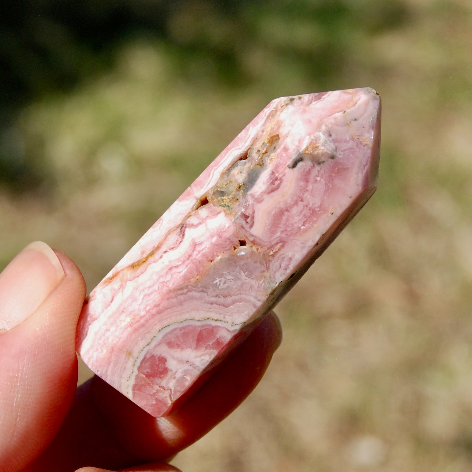 Rhodochrosite Gemstone Tower, Healing Crystals, Manifest Love, Argentina