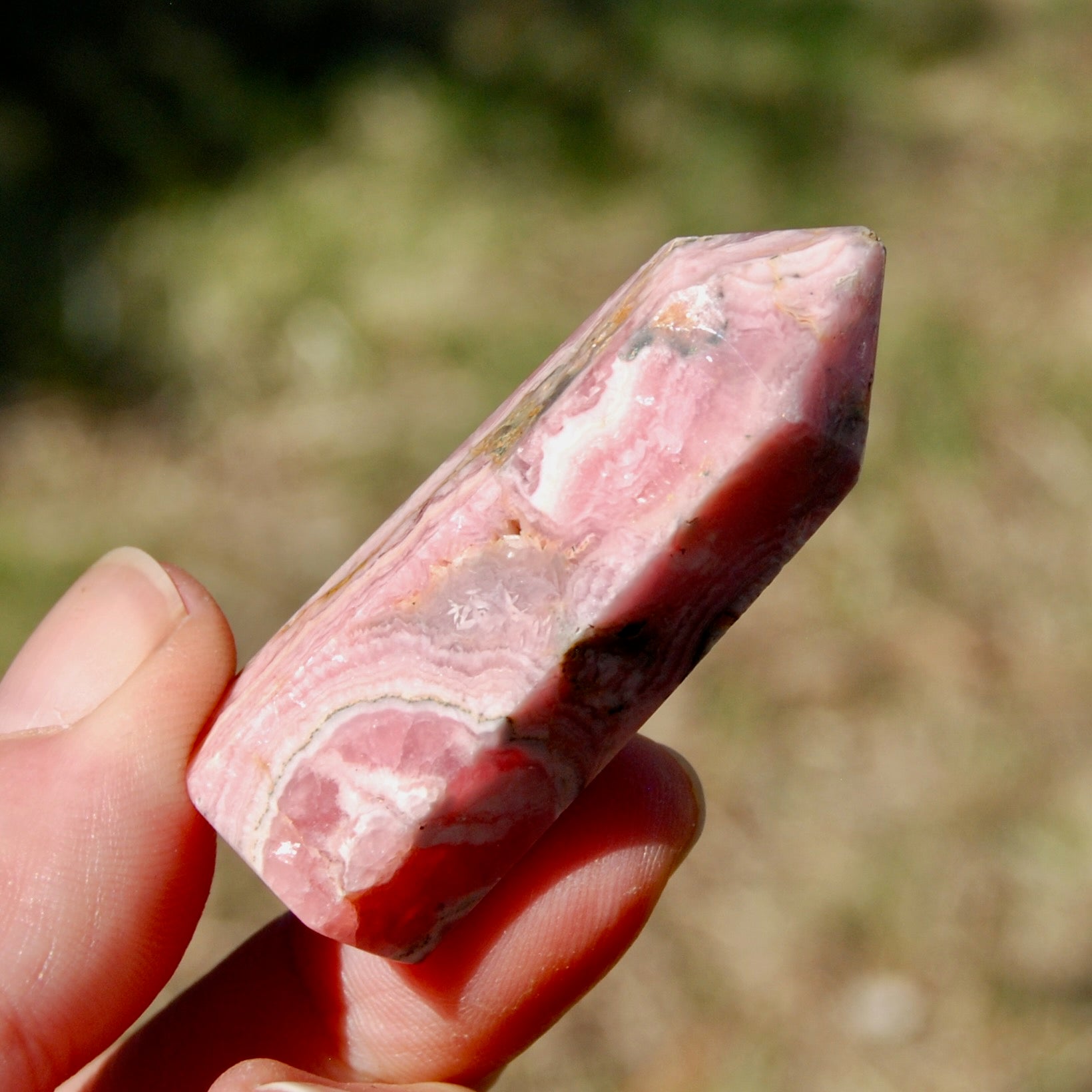 Rhodochrosite Gemstone Tower, Healing Crystals, Manifest Love, Argentina